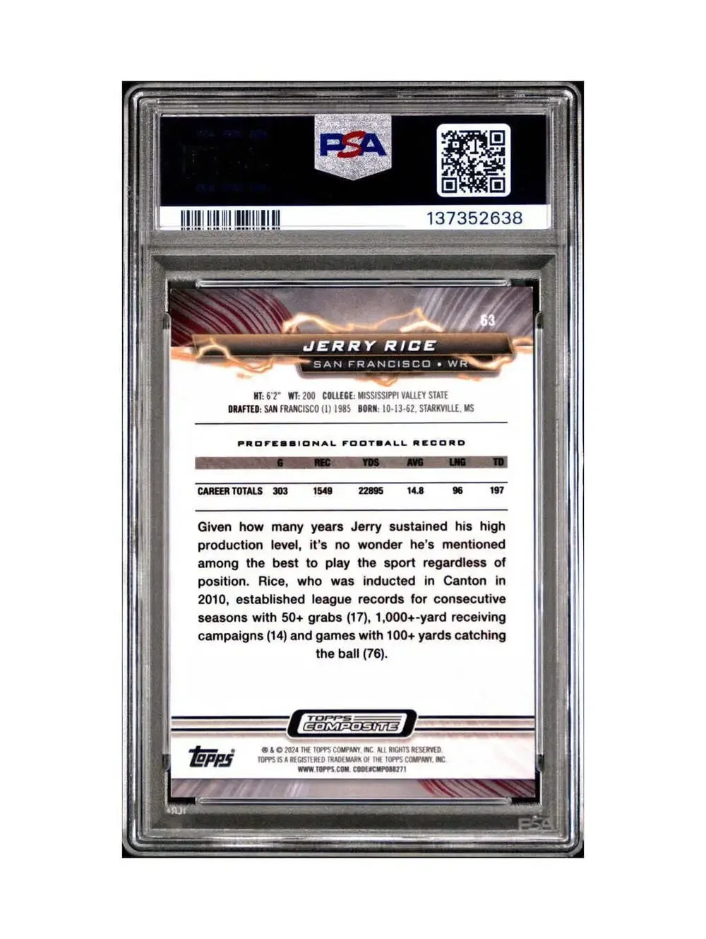 Jerry Rice 2023 Topps 244/249 Resurgence #63 Surge PSA 9 Mint